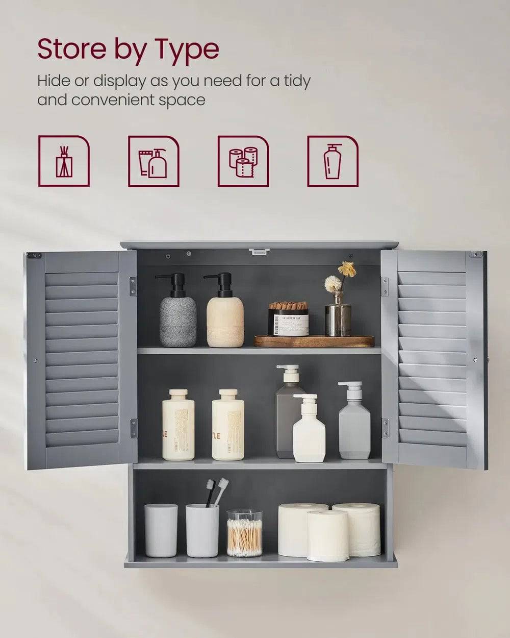 Wall-Mounted Bathroom Storage Cabinet with Adjustable Shelf
