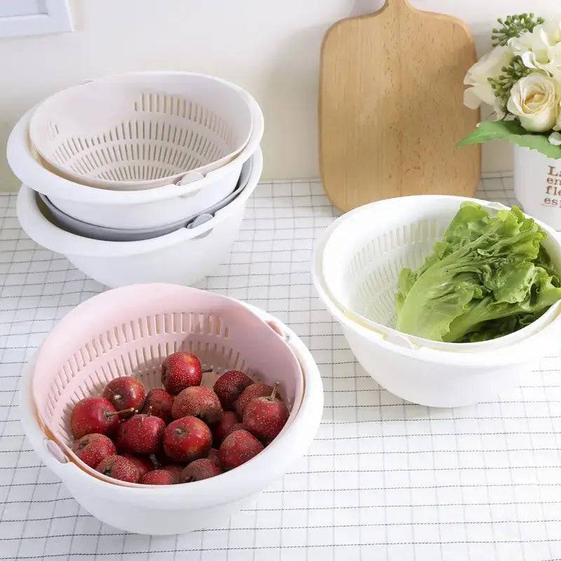 Removable Double-Layer Rotating Fruit and Vegetable Washing Basket