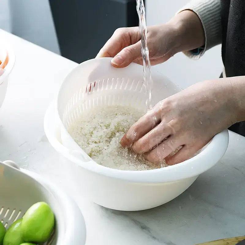 Removable Double-Layer Rotating Fruit and Vegetable Washing Basket