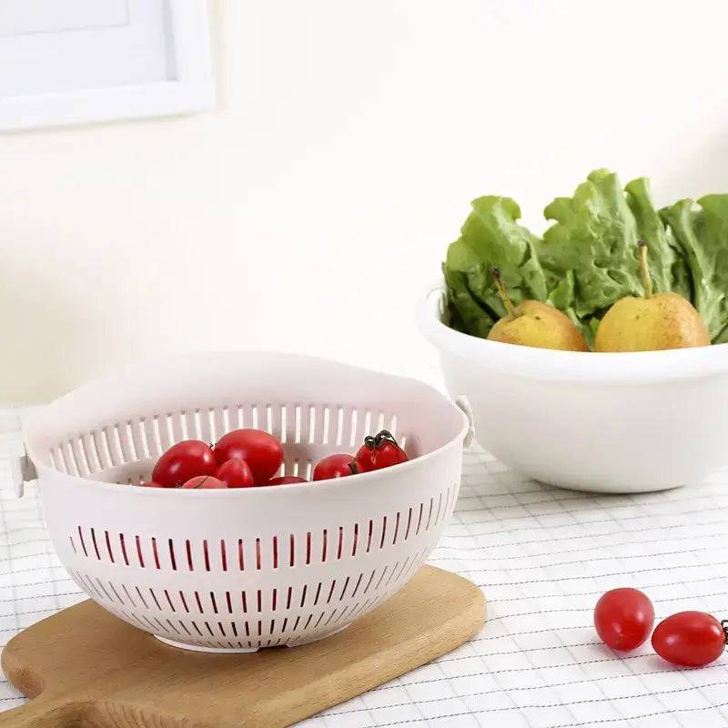 Removable Double-Layer Rotating Fruit and Vegetable Washing Basket