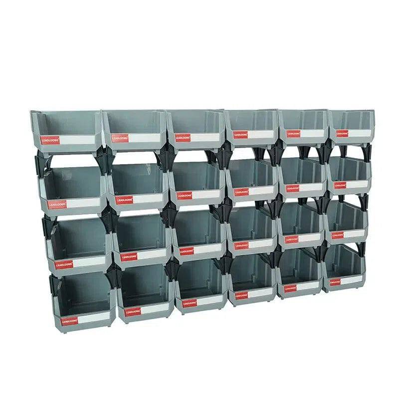 Stackable Grey Plastic Storage Parts Bins