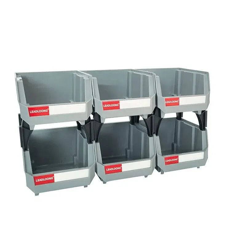 Stackable Grey Plastic Storage Parts Bins