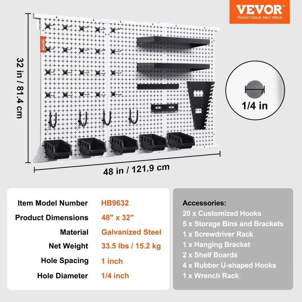 Wall-Mounted Pegboard Tool Organiser