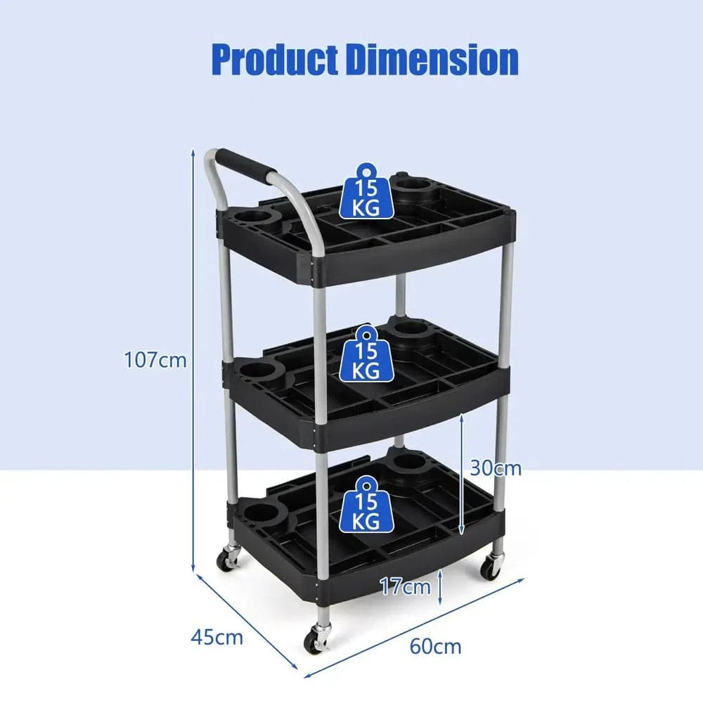 3-Layer Mobile Rolling Tool Cart