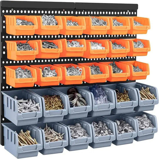 32Pcs Wall-Mounted Garage Storage Bin Organiser