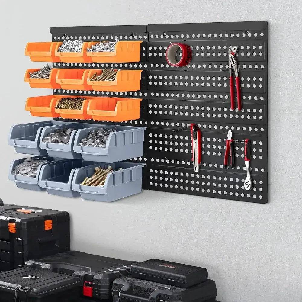32Pcs Wall-Mounted Garage Storage Bin Organiser