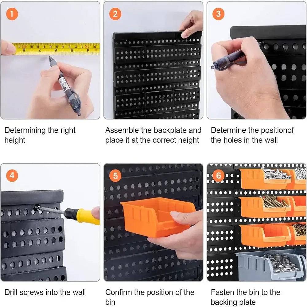 32Pcs Wall-Mounted Garage Storage Bin Organiser
