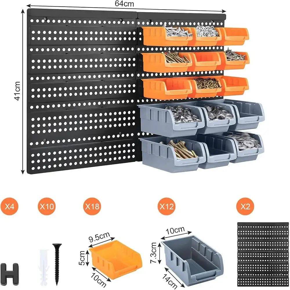 32Pcs Wall-Mounted Garage Storage Bin Organiser