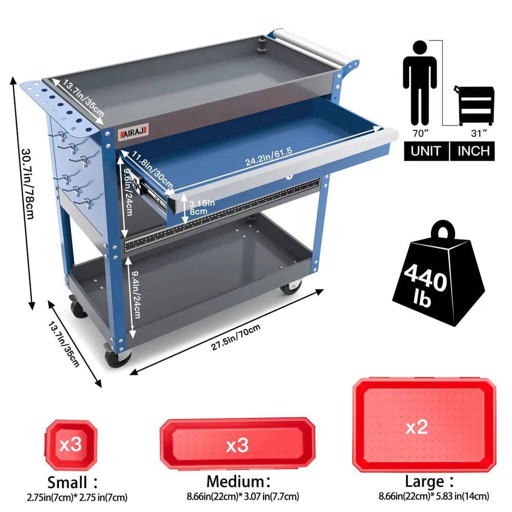 Large Tool Trolley with Sliding Drawers