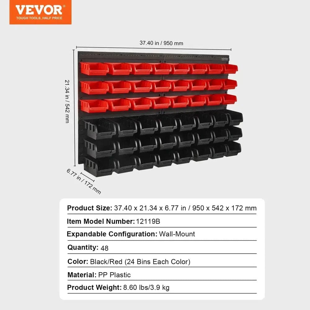 Wall Mounted Storage Bins 30-Bin Parts Rack