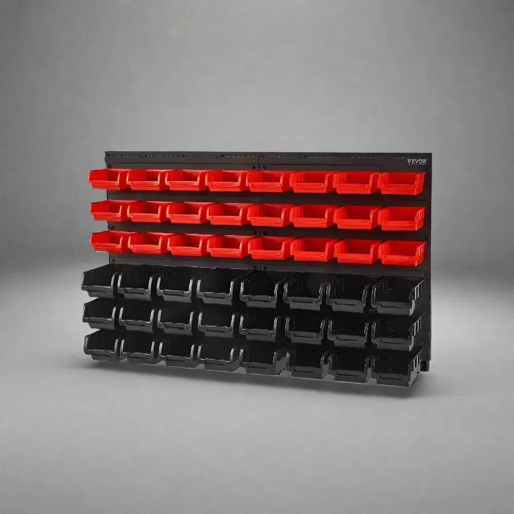 Wall Mounted Storage Bins 48-Bin Parts Rack