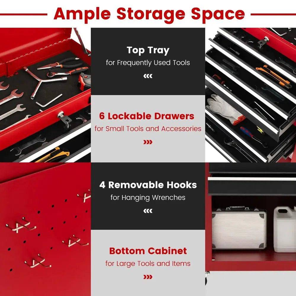 High-Capacity 6-Drawer Rolling Tool Storage Cabinet