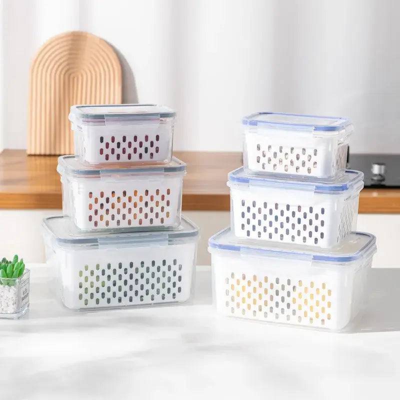 Refrigerator Preservation Storage Box with Drain Basket