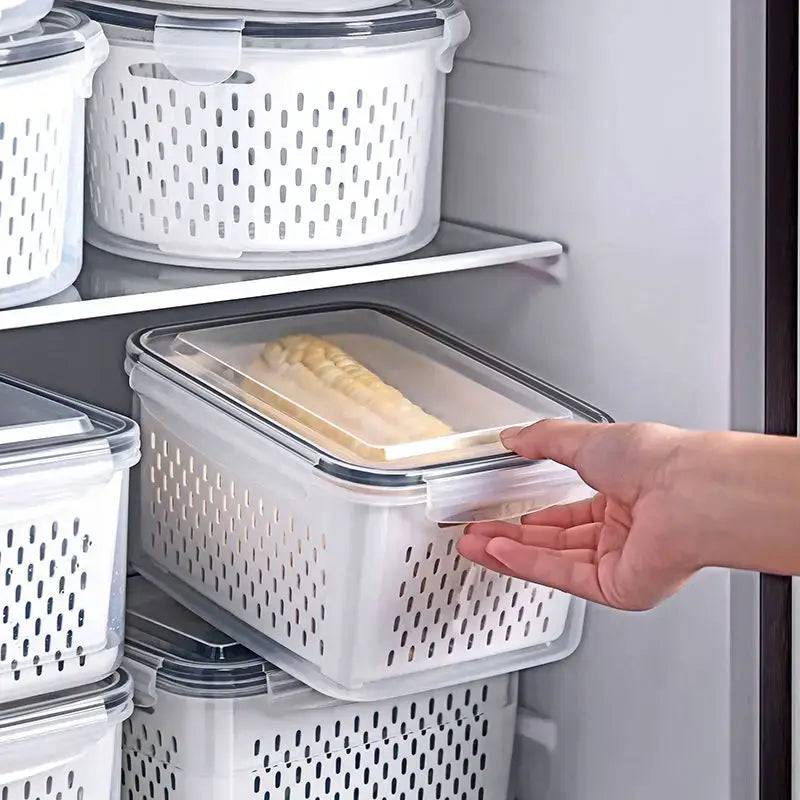 Refrigerator Preservation Storage Box with Drain Basket
