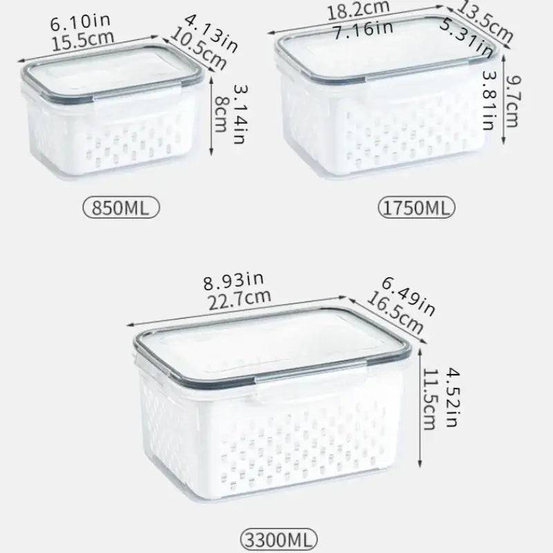 Refrigerator Preservation Storage Box with Drain Basket