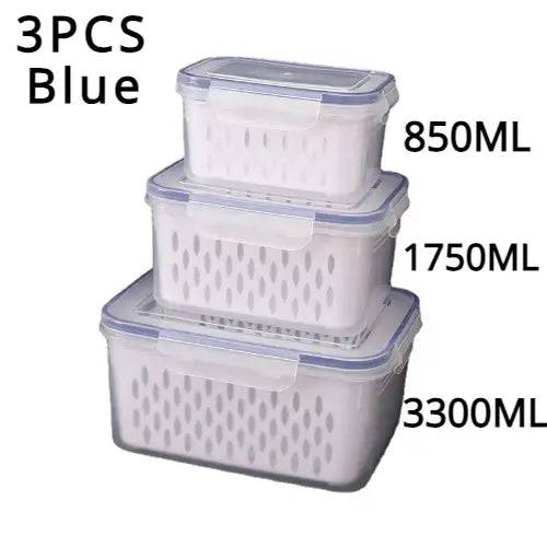 Refrigerator Preservation Storage Box with Drain Basket