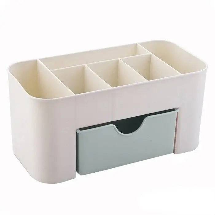Double-Layer Plastic Makeup Organiser with Drawers and Jewellery Display
