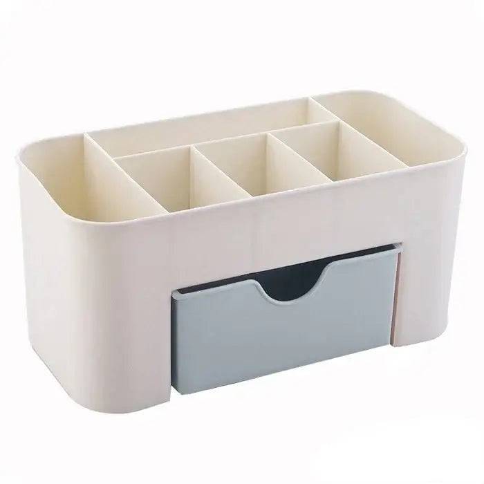 Double-Layer Plastic Makeup Organiser with Drawers and Jewellery Display