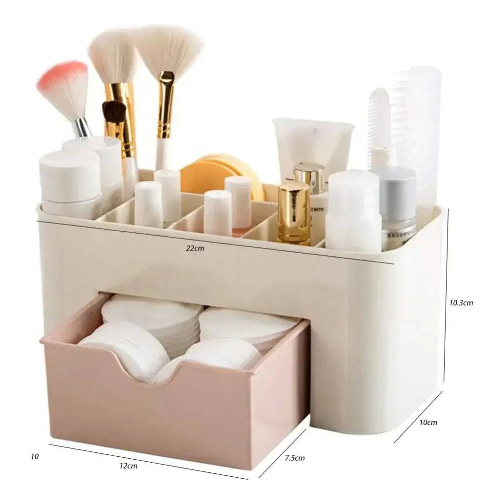 Double-Layer Plastic Makeup Organiser with Drawers and Jewellery Display