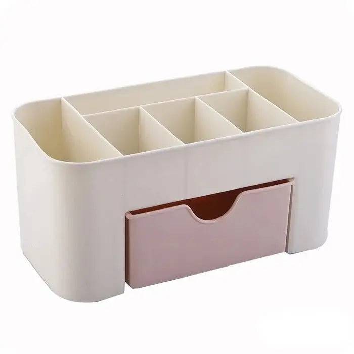 Double-Layer Plastic Makeup Organiser with Drawers and Jewellery Display