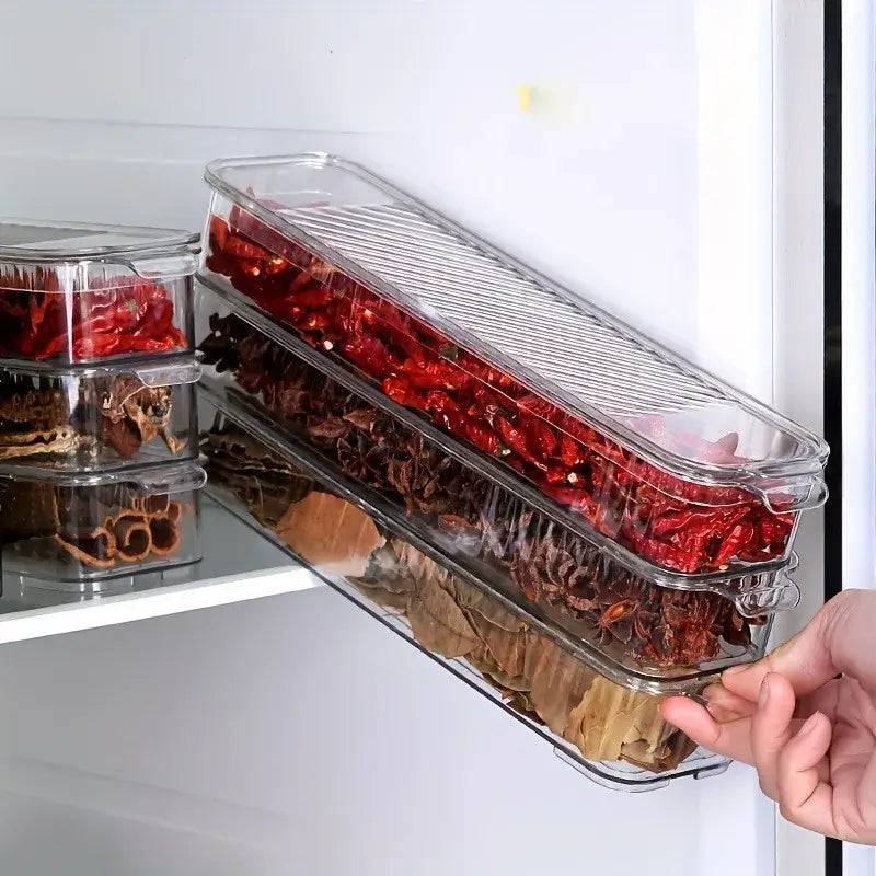 Clear Plastic Refrigerator Organiser Bin for Fresh Fruit Spice and Food Storage