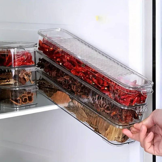 Clear Plastic Refrigerator Organiser Bin for Fresh Fruit Spice and Food Storage