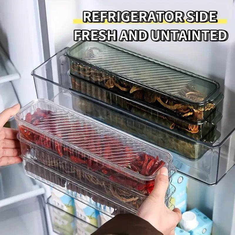 Clear Plastic Refrigerator Organiser Bin for Fresh Fruit Spice and Food Storage