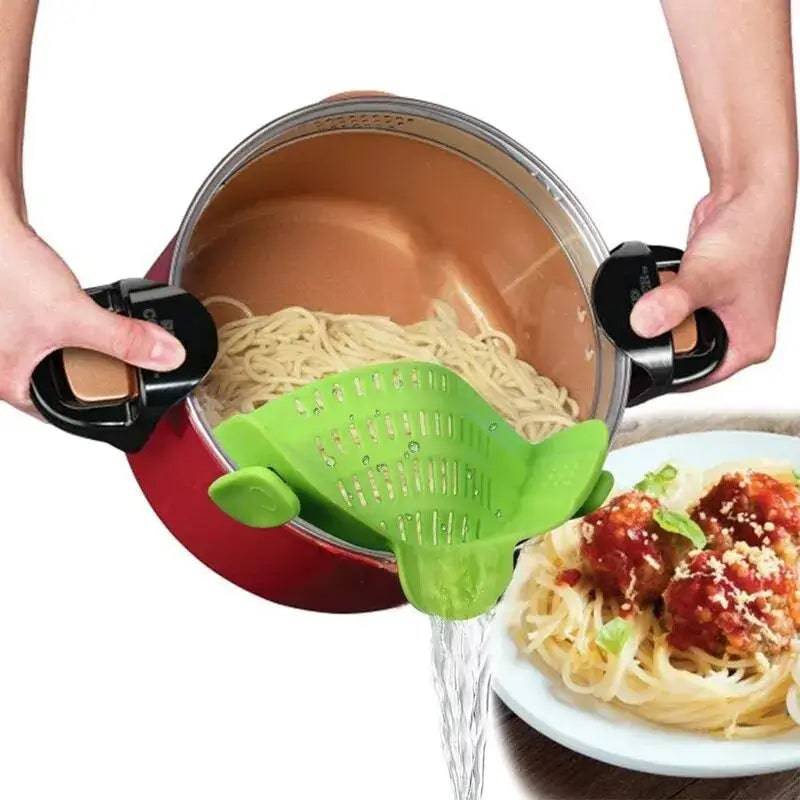 Universal Silicone Clip-On Pan Pot Strainer Anti-Spill Colander