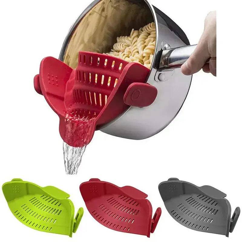 Universal Silicone Clip-On Pan Pot Strainer Anti-Spill Colander