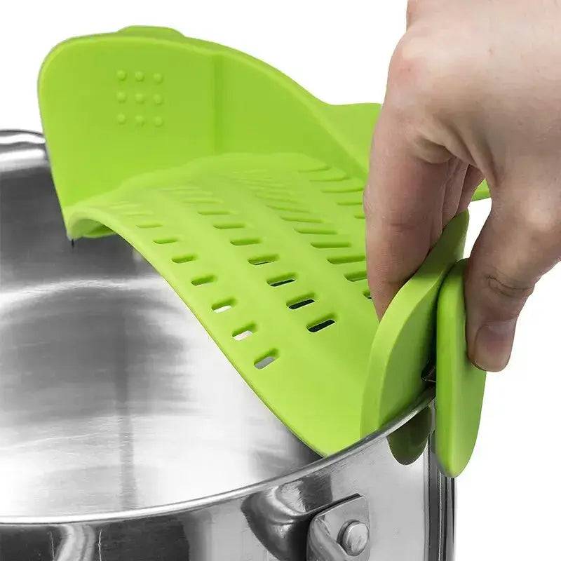Universal Silicone Clip-On Pan Pot Strainer Anti-Spill Colander