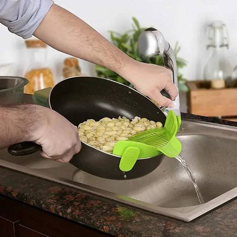 Universal Silicone Clip-On Pan Pot Strainer Anti-Spill Colander