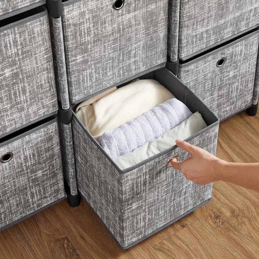 Nine-Cube Storage Unit with Removable Storage Boxes