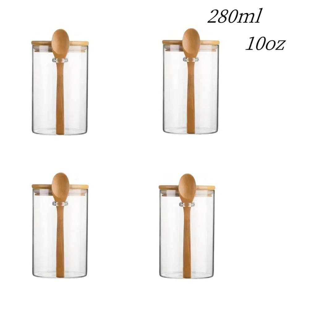 280ml Glass Storage Jar with Sealed Bamboo Lid and Spoon