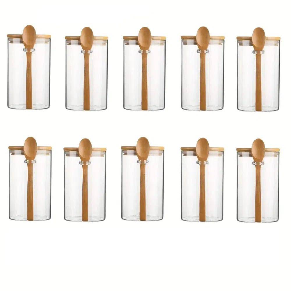 280ml Glass Storage Jar with Sealed Bamboo Lid and Spoon