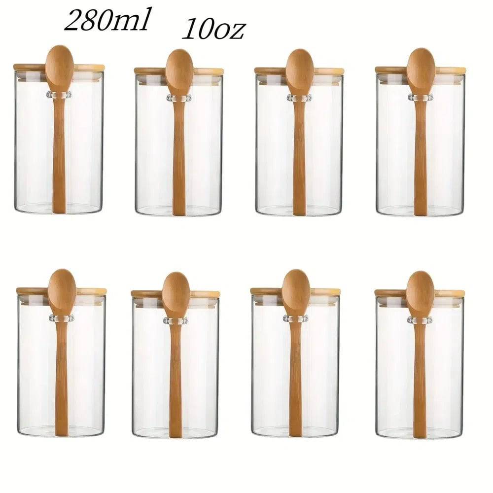 280ml Glass Storage Jar with Sealed Bamboo Lid and Spoon