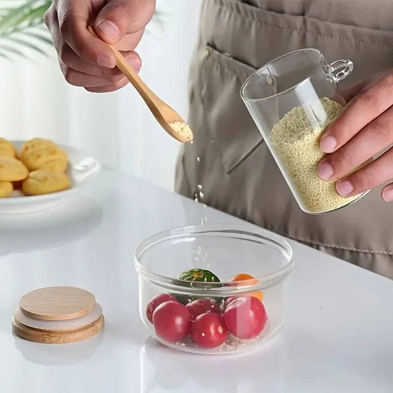 280ml Glass Storage Jar with Sealed Bamboo Lid and Spoon