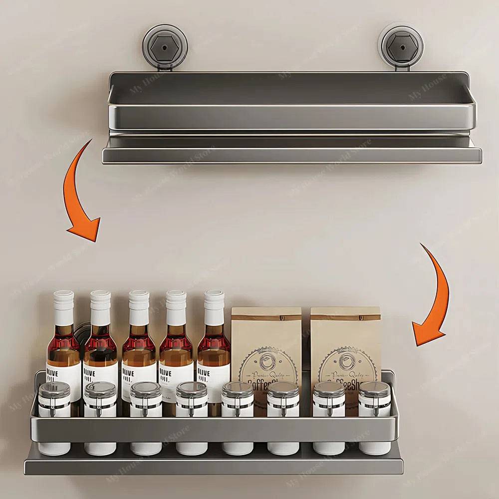 Kitchen Wall-Mounted Suction Cup Spice Rack