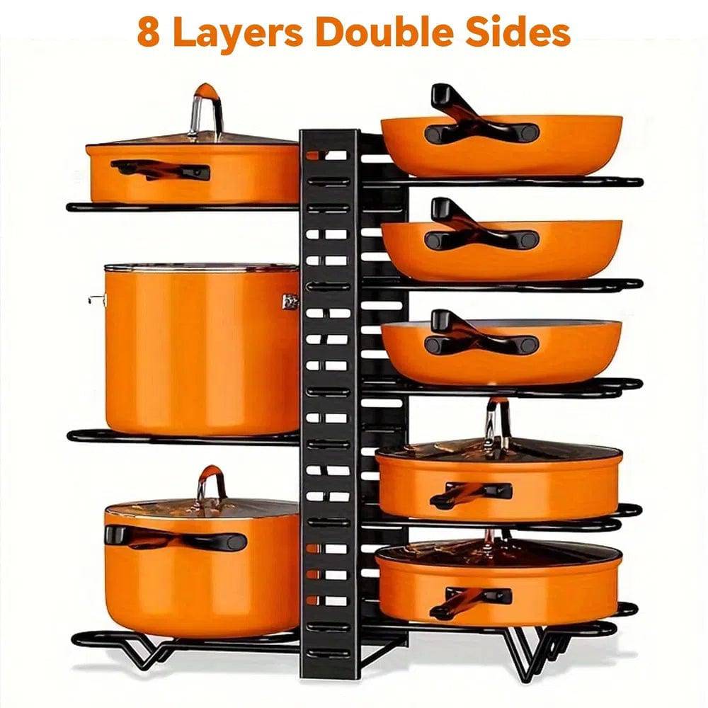 8-Tier Adjustable Pot and Pan Rack
