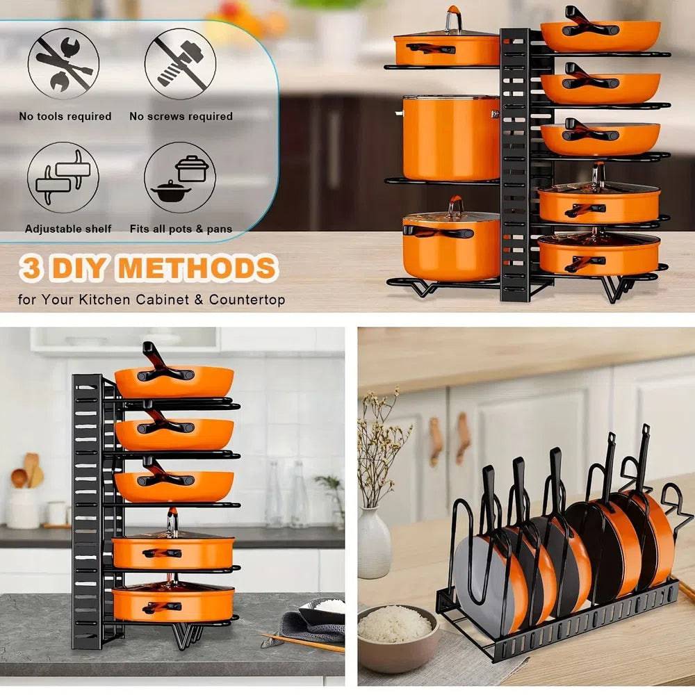 8-Tier Adjustable Pot and Pan Rack