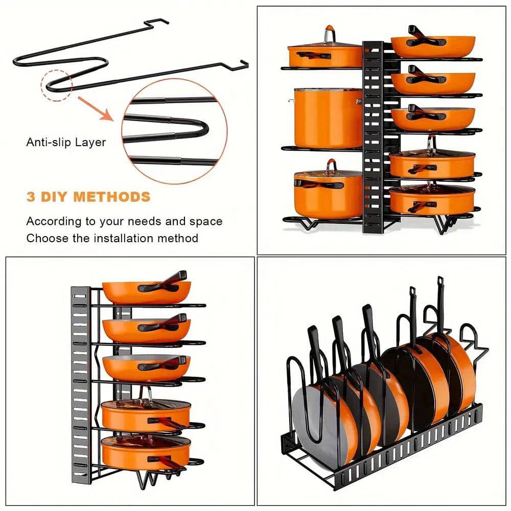 8-Tier Adjustable Pot and Pan Rack