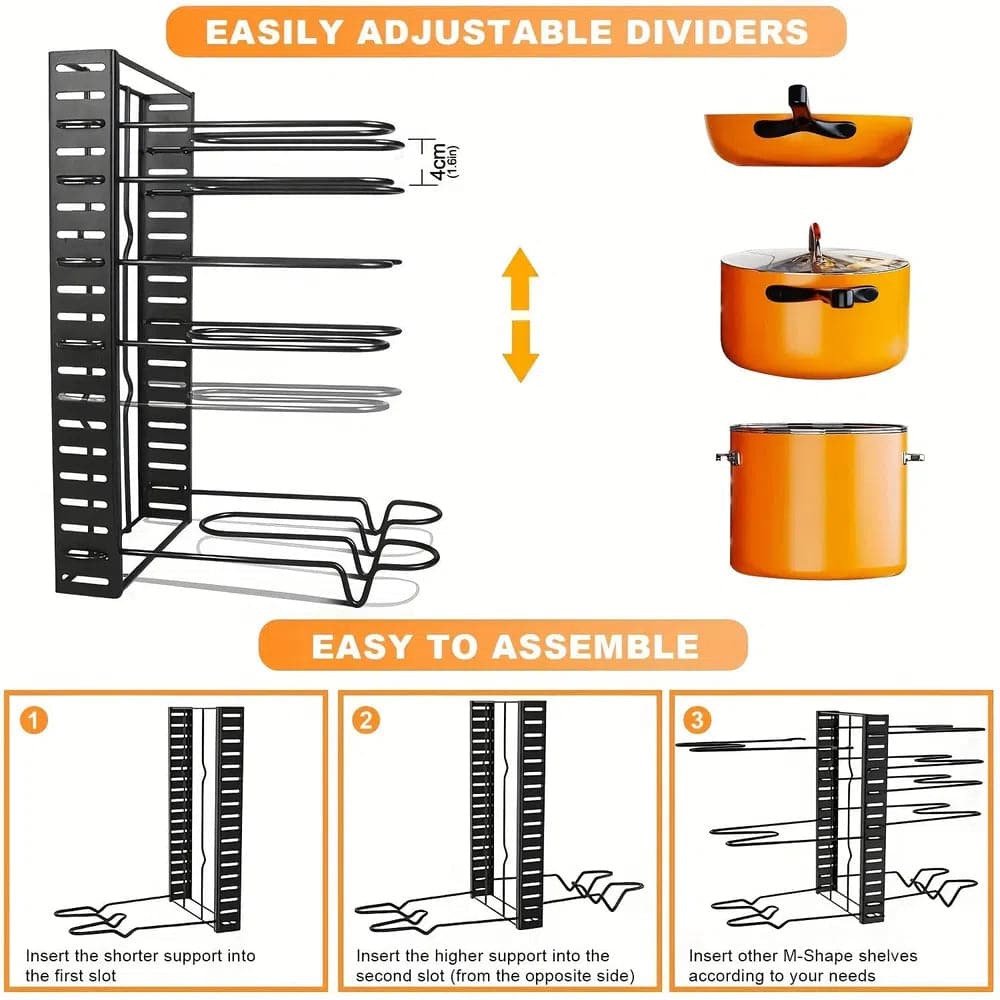 8-Tier Adjustable Pot and Pan Rack