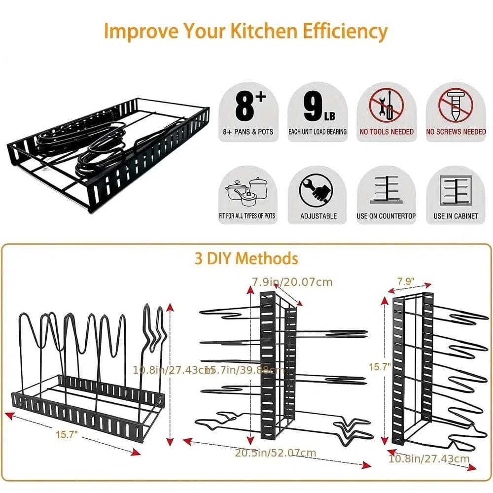 8-Tier Adjustable Pot and Pan Rack