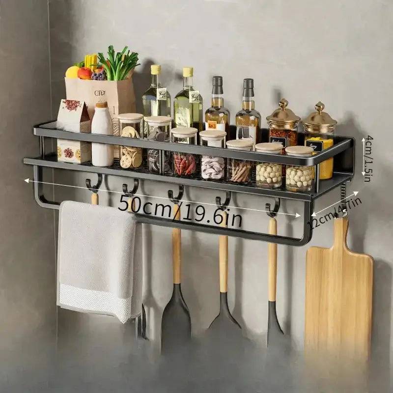 Wall-Mounted Kitchen Shelf & Spice Storage Rack