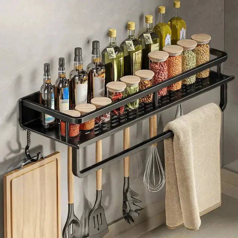 Wall-Mounted Kitchen Shelf & Spice Storage Rack