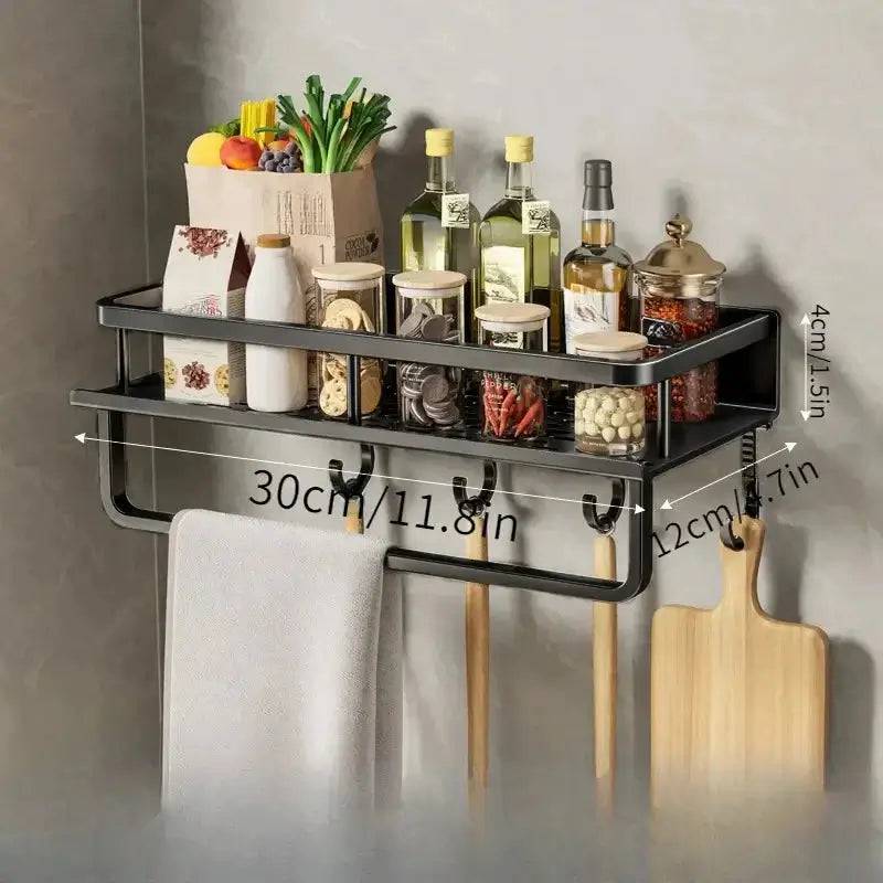 Wall-Mounted Kitchen Shelf & Spice Storage Rack