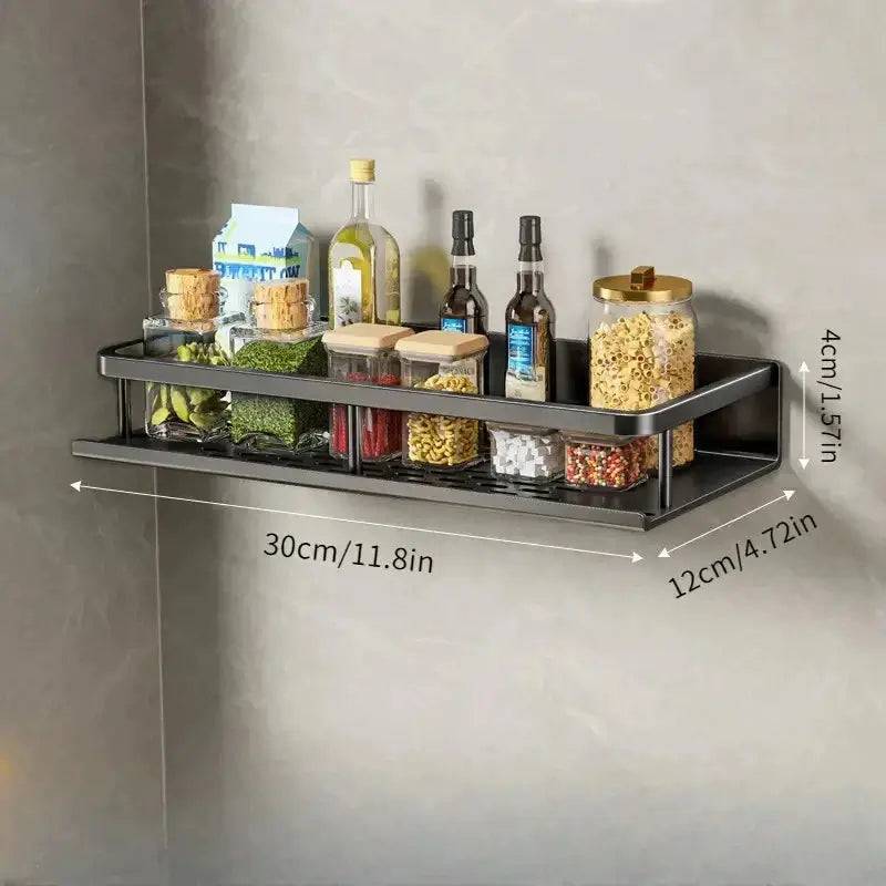 Wall-Mounted Kitchen Shelf & Spice Storage Rack