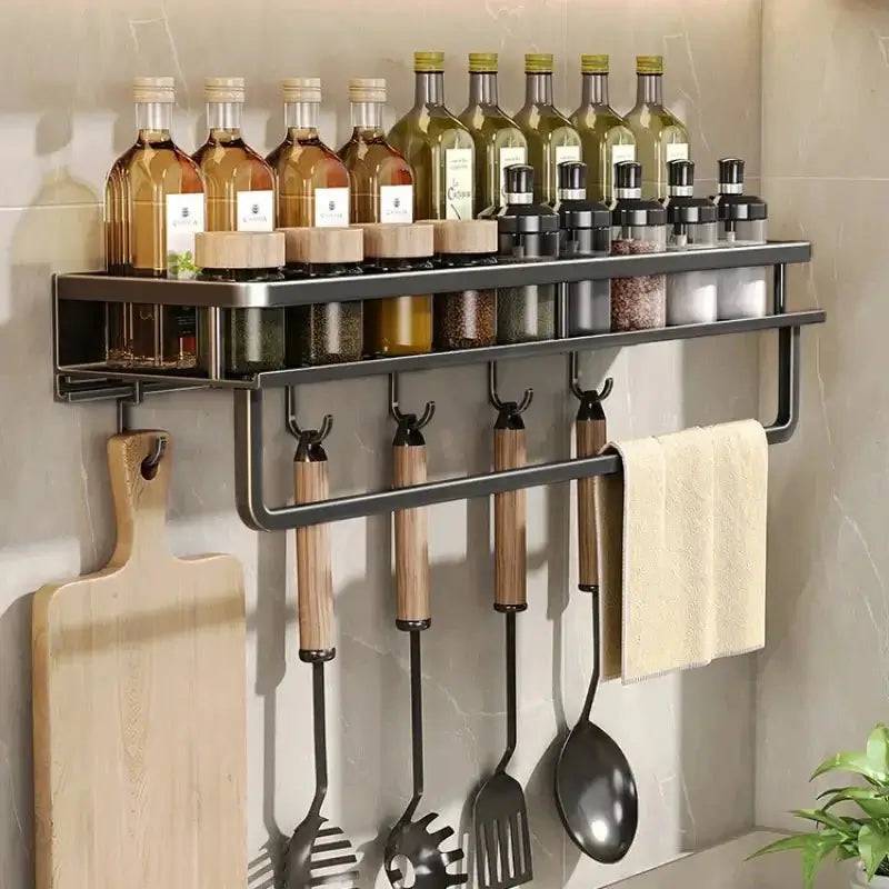 Wall-Mounted Kitchen Shelf & Spice Storage Rack