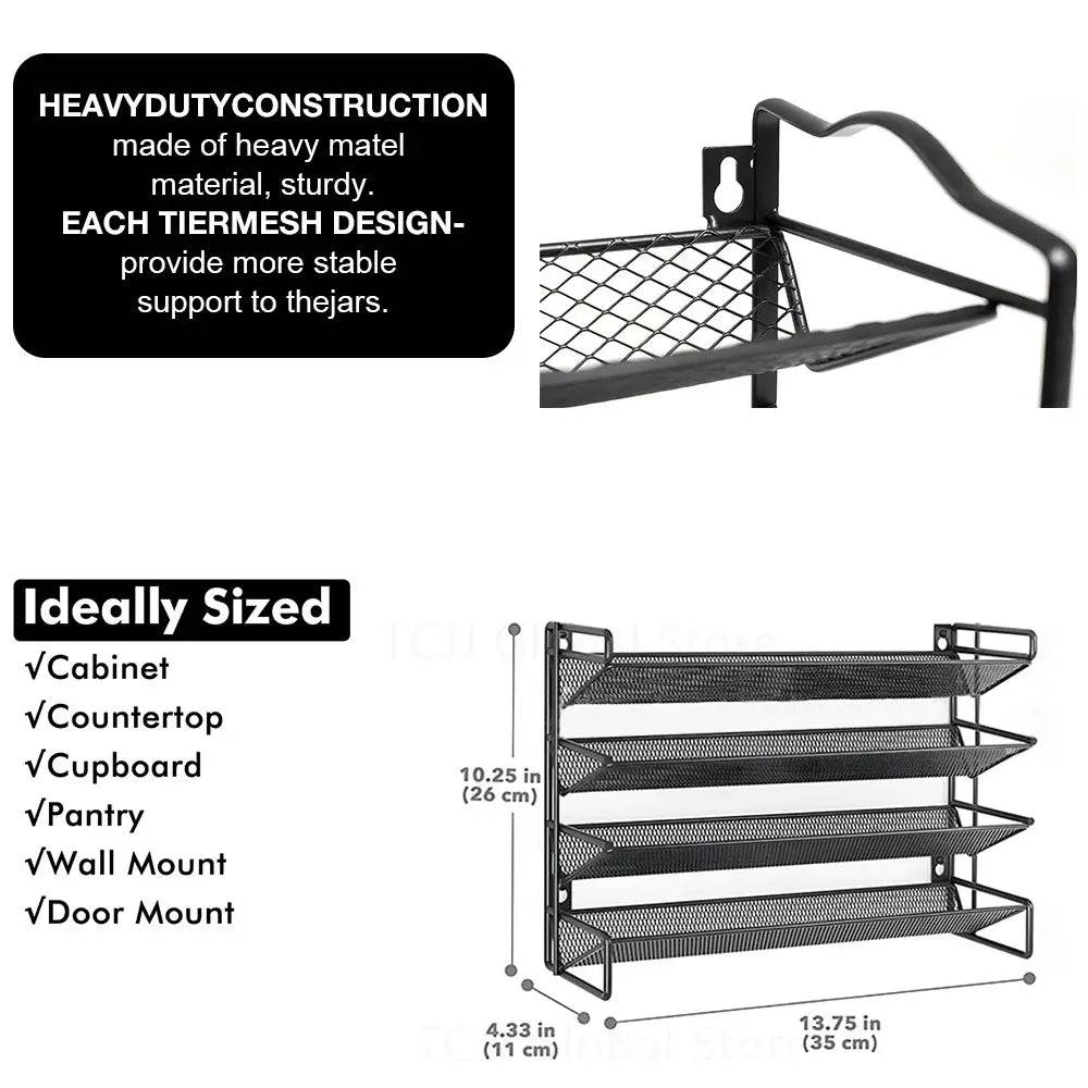 Multi-Layer Metal Wall-Mounted Spice Rack
