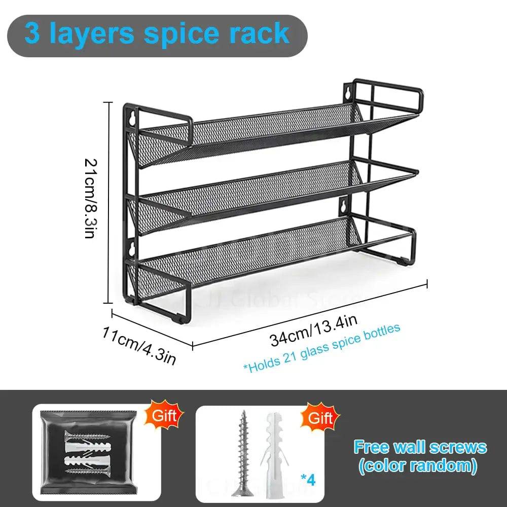 Multi-Layer Metal Wall-Mounted Spice Rack