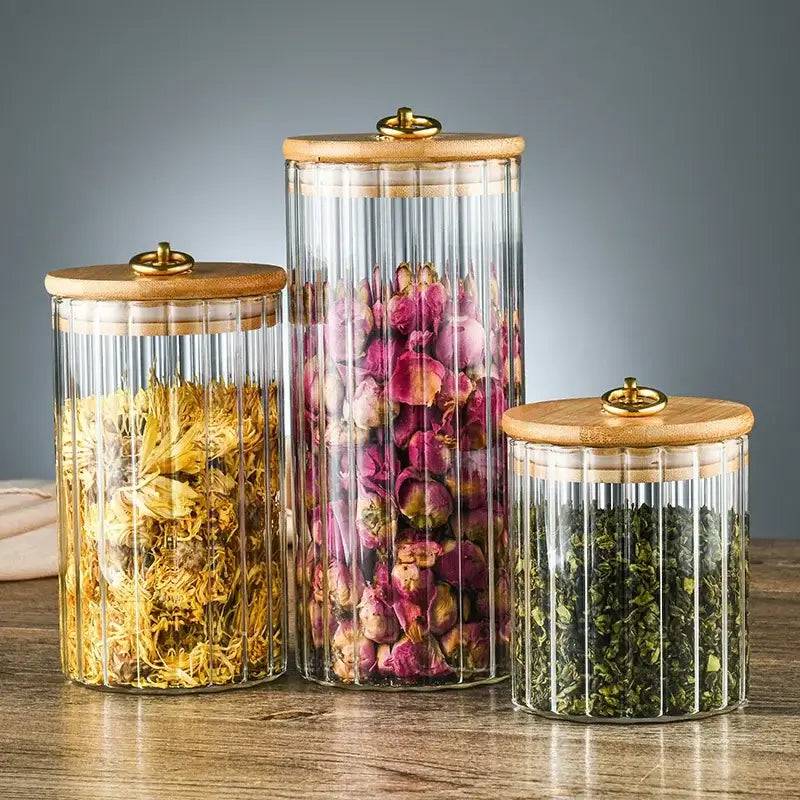 Glass Food Jar with Sealed Bamboo Lid